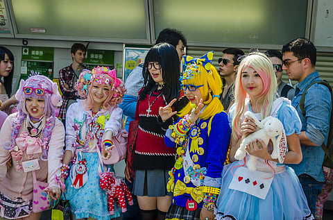 Every Sunday in Harajuku, young people engage incosplay , dressed in eccentric costumes to resemble favourite anime characters or even punk musicians